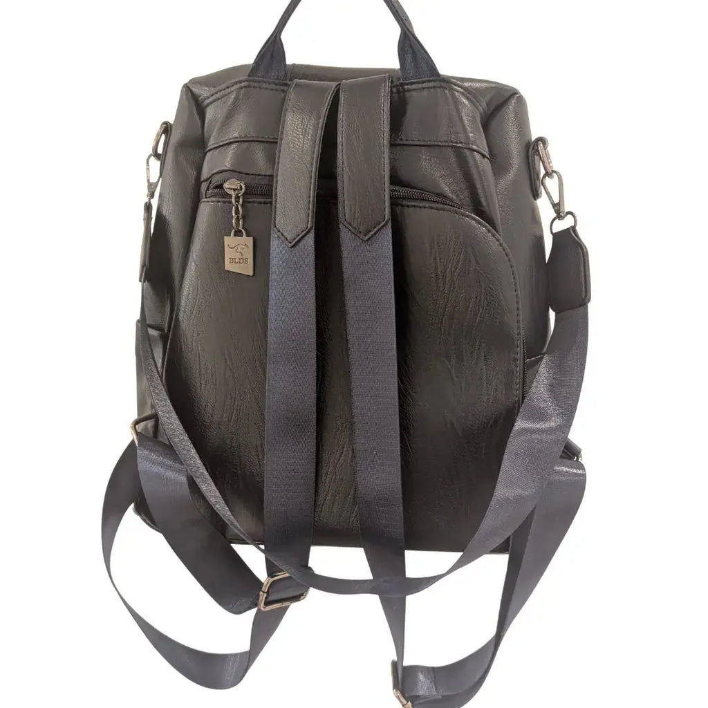 Sac à dos femme Olixya noir, antivol et sécurisé, vue de dos